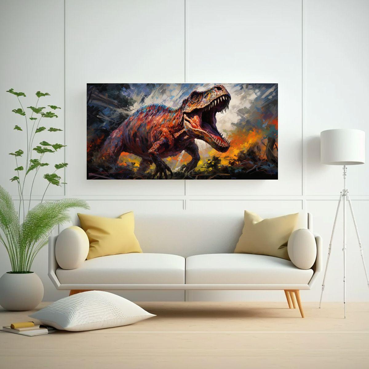 Lienzo Horizontal Con Dinosaurios Legendarios En E 60x30cm-2