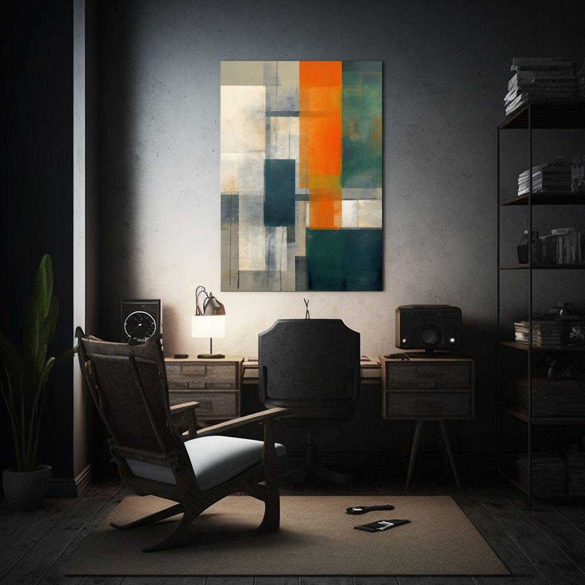 Cuadro Abstracto De Dos Edificios Con Bandera 60x90cm-2