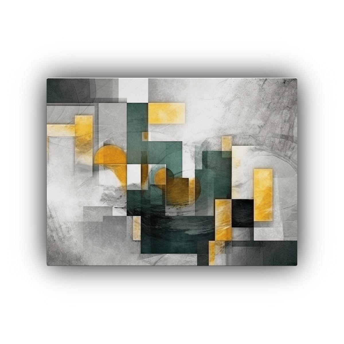 Pinturas De Decoración Vintage En Perspectiva Oro Geométri 90x60cm-0