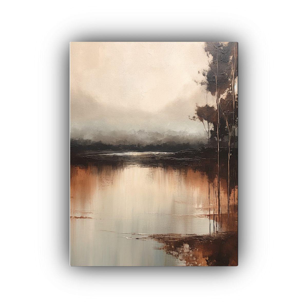 Pintura Abstracta Minimalista Del Río En Líneas 30x40cm-0