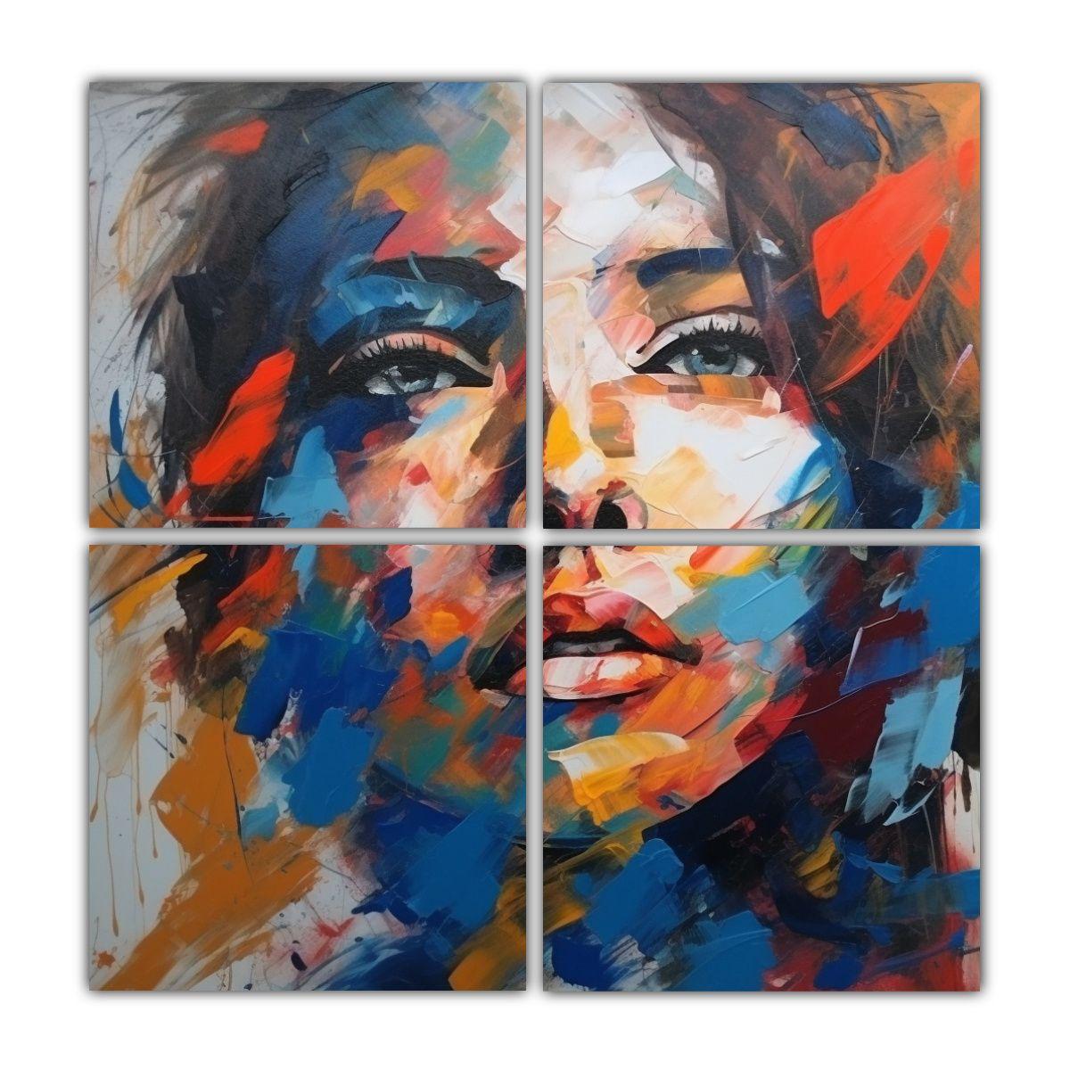 Pintura Decorativa Abstracta De Retrato Intenso 4 100x100 Cm-0