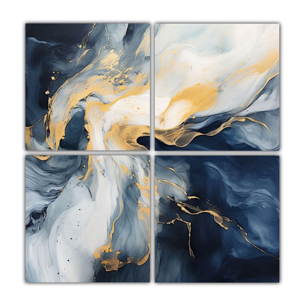 Cuatro Artes Calidos Tematica Abstracto En Tonos 120x120 Cm-0