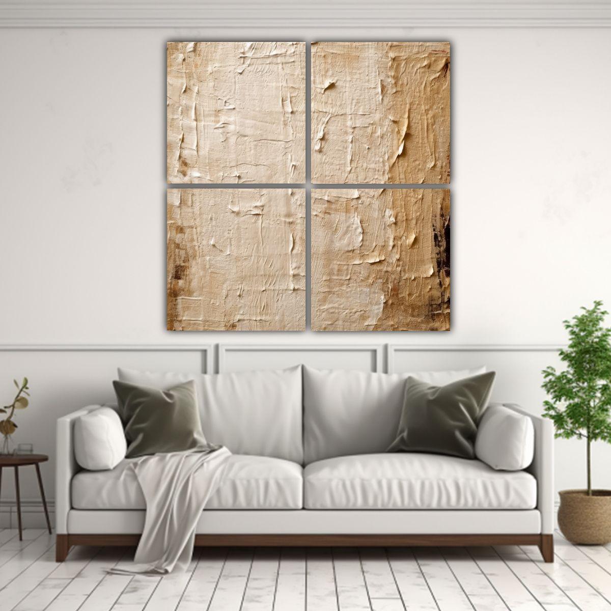 Cuatro Cuadros Diseño Intenso En Lienzo Con 180x180 Cm-2