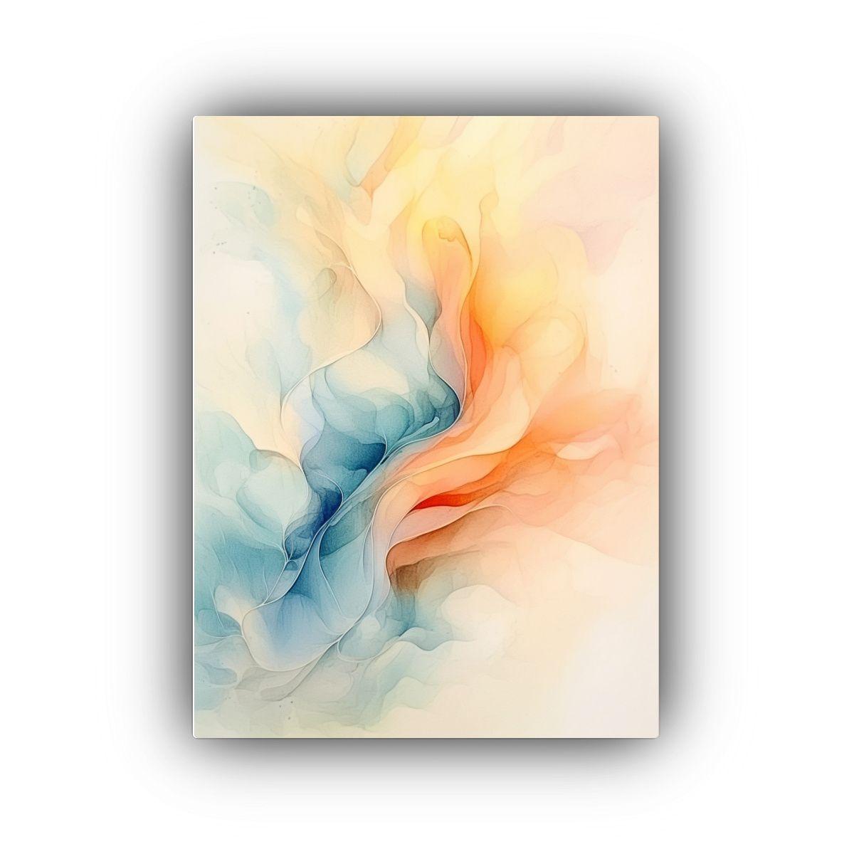 Pintura Abstracta Minimalista En Acuarela Pastel 50x75cm-0