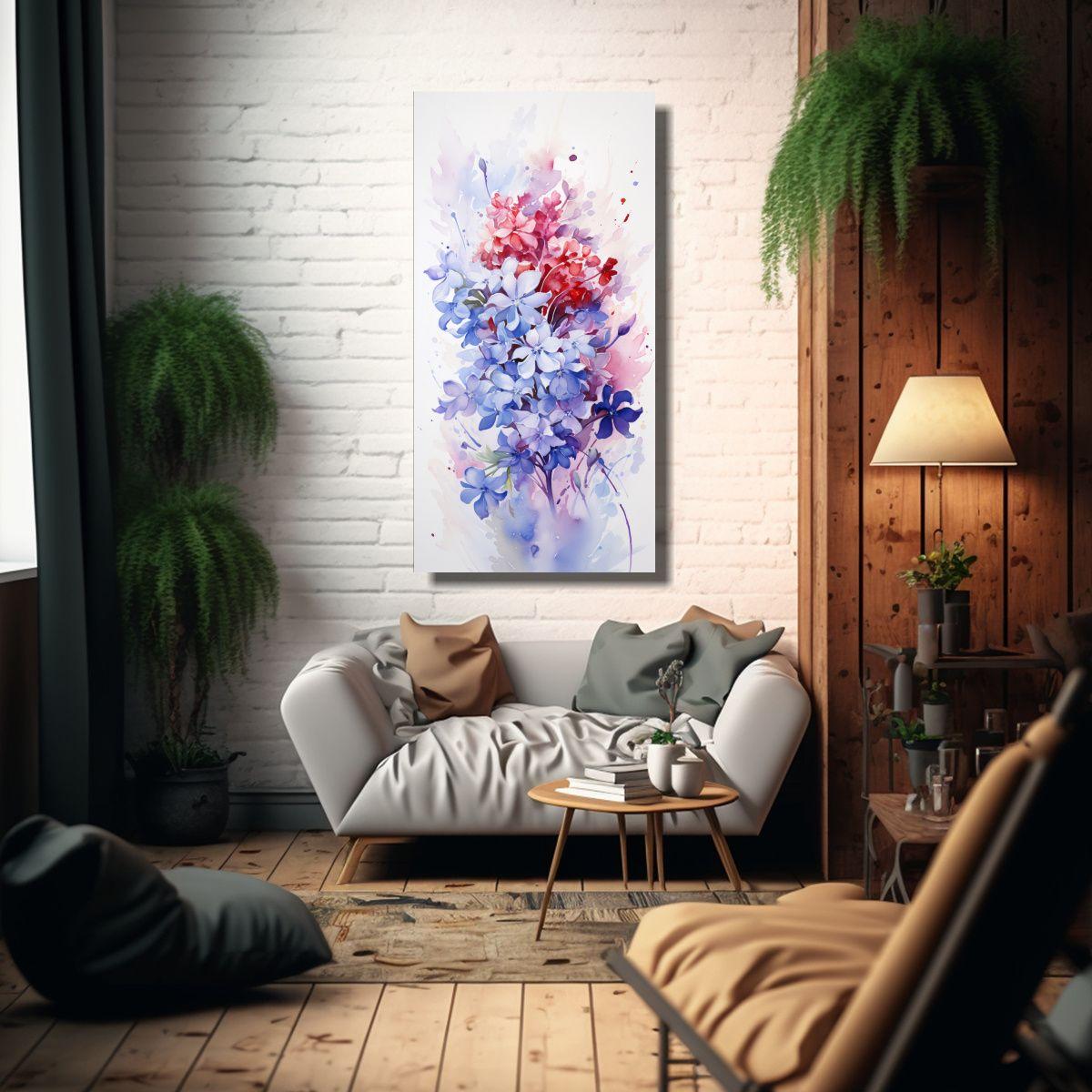 Cuadro Abstracto Moderno De Flores Lila En 40x80cm-2
