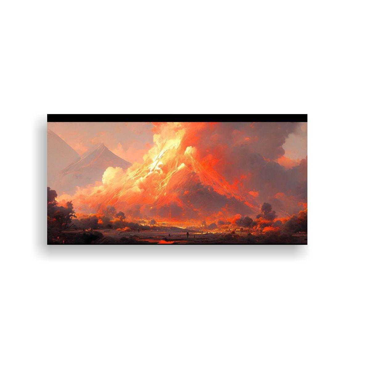 Pintura Abstracta De Volcán Con Colores Naranja 160x80cm-0