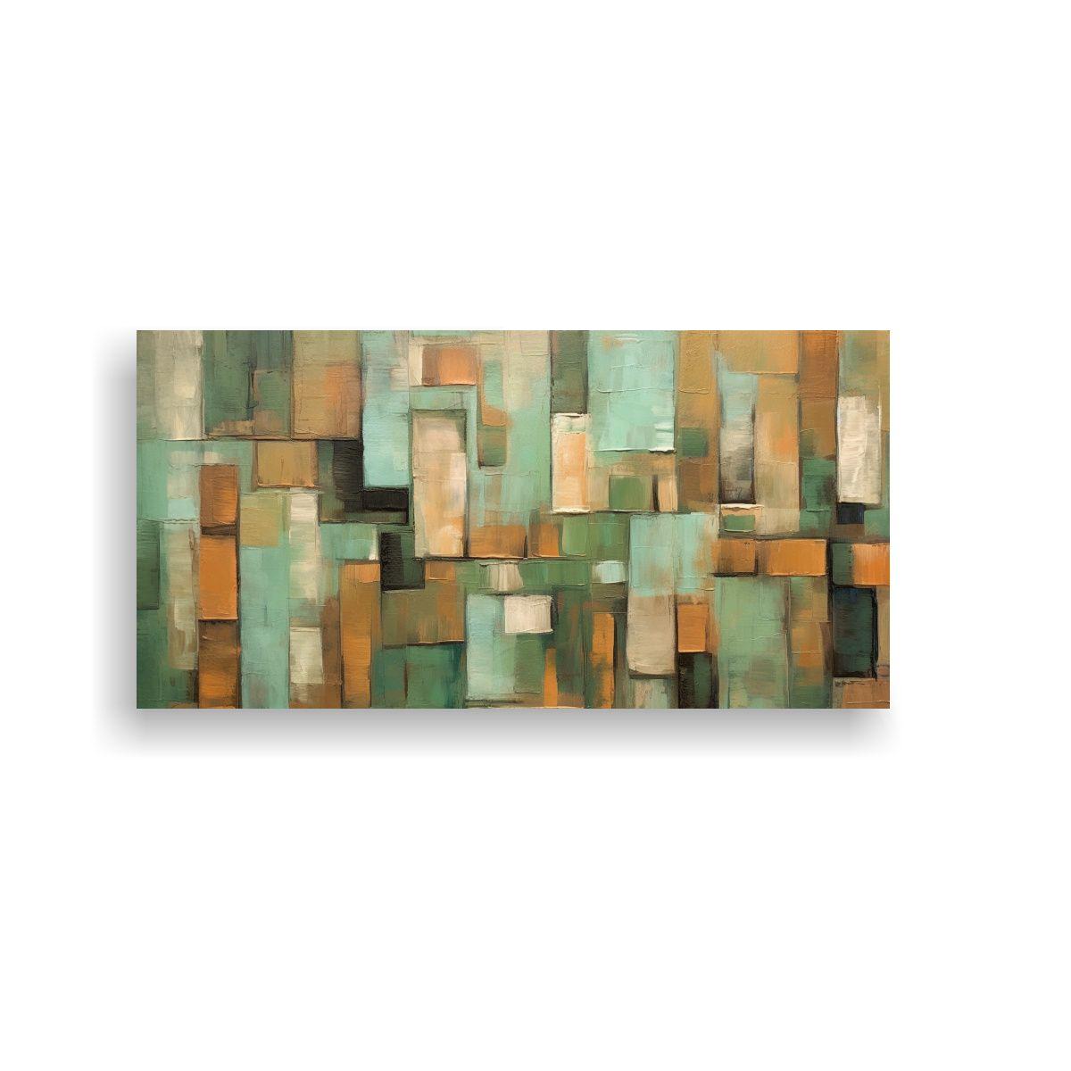 Cuadro Tela Impreso Estética Expressionism Verde 120x60cm-0