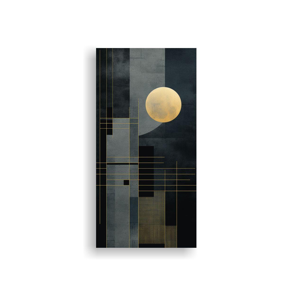 Diseño Impresionante De Luna Dorada En Un Marco 30x60cm-0