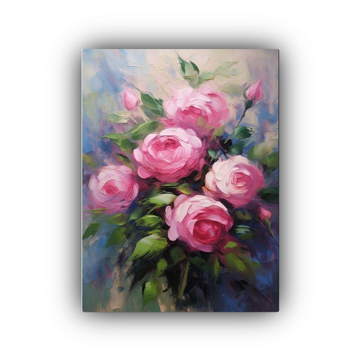 Pintura Original De óleo Rosado En Bastidor 40x60cm-0