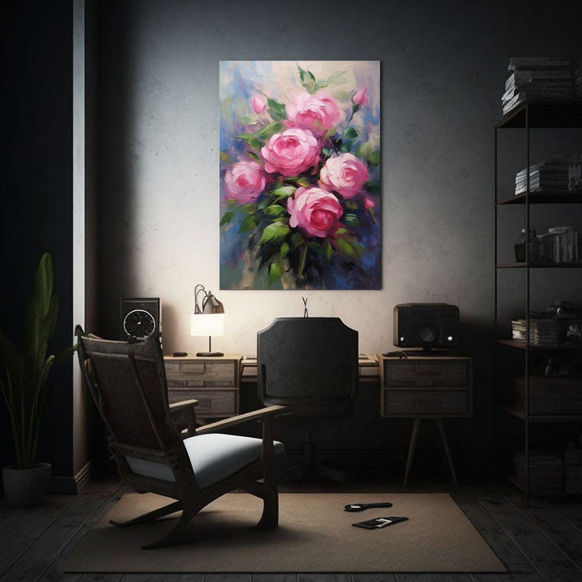 Pintura Original De óleo Rosado En Bastidor 40x60cm-2