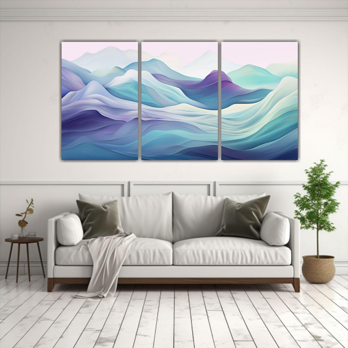 Paisaje Montaña Sereno En Acuarela, 60x30 Cm-2