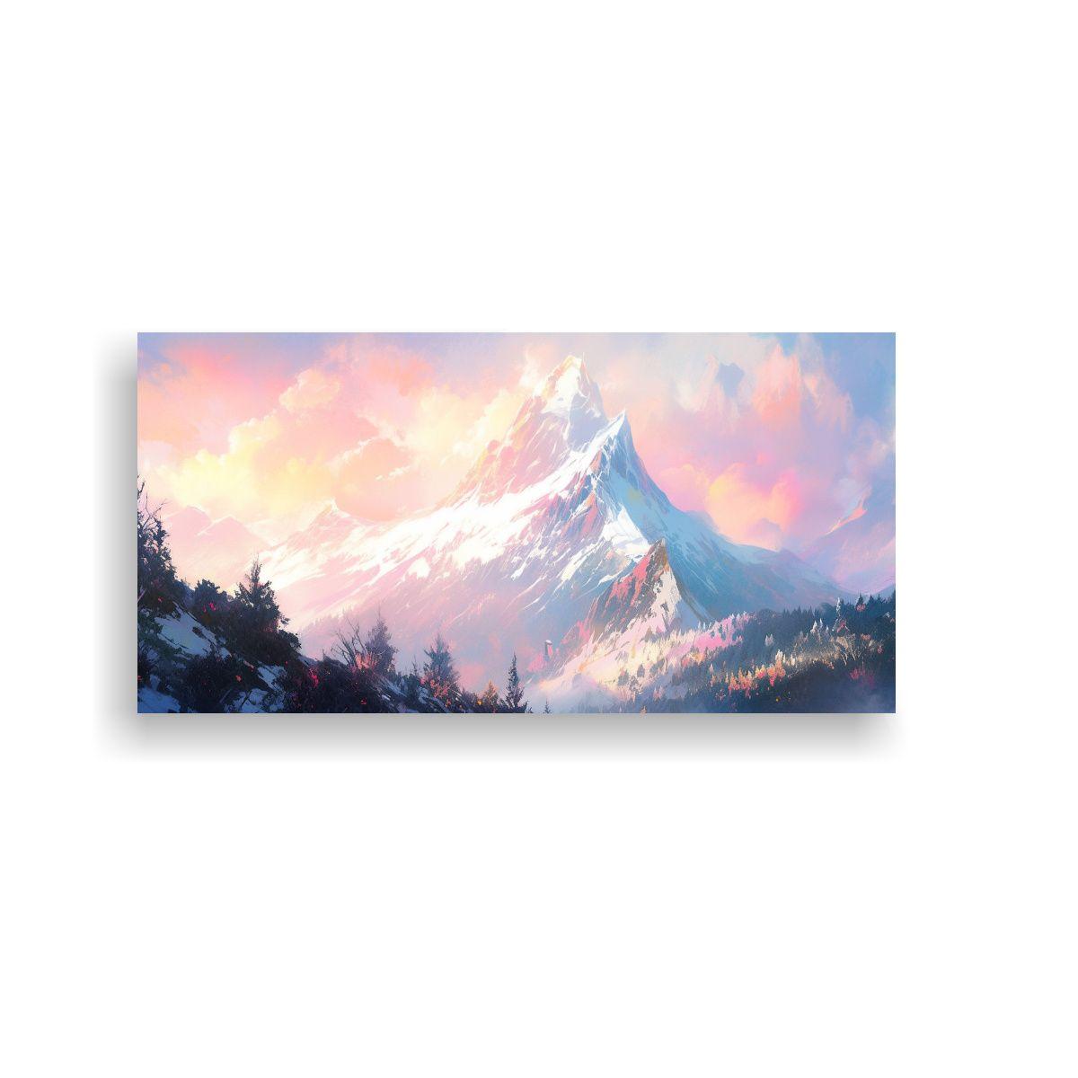 Cuadro Abstracto De Decoración: Montañas Nevadas 140x70cm-0