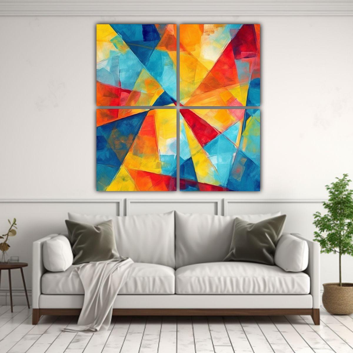Cuatro Cuadros Moderno Abstractos Expresionistas 180x180 Cm-2