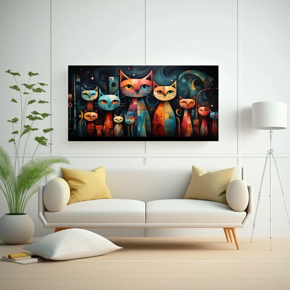 Cuadros Acuarela Estilo Paul Klee, Naturaleza 120x60cm-2