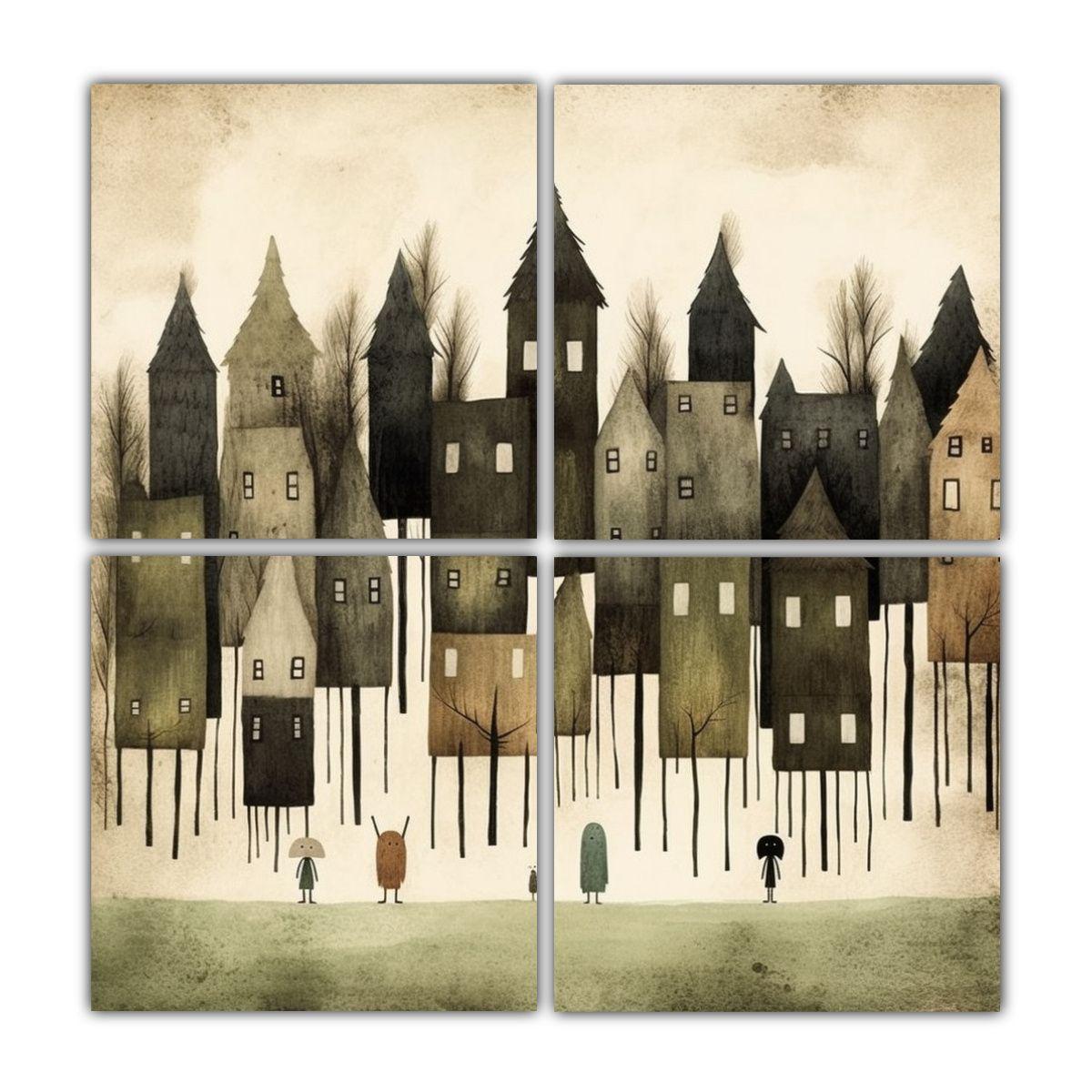 4 Cuadros Creativos De Impacto Visual Para Niños 180x180 Cm-0
