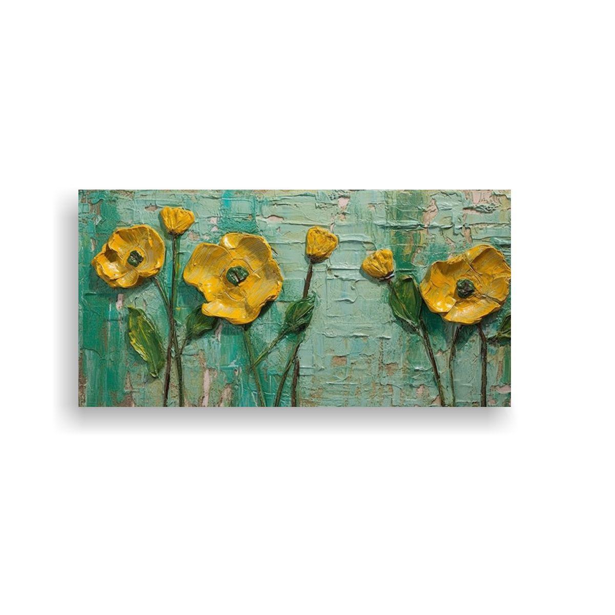 Flores Decorativas Pintadas En Blanco, 160x80cm-0