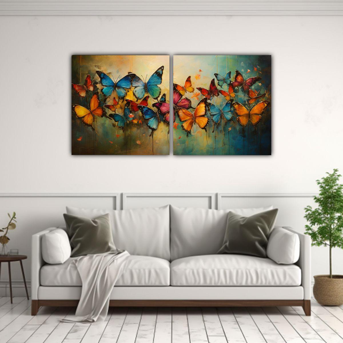 Cuadros Abstractos De Mariposas Con Estampado 140x70 Cm-2