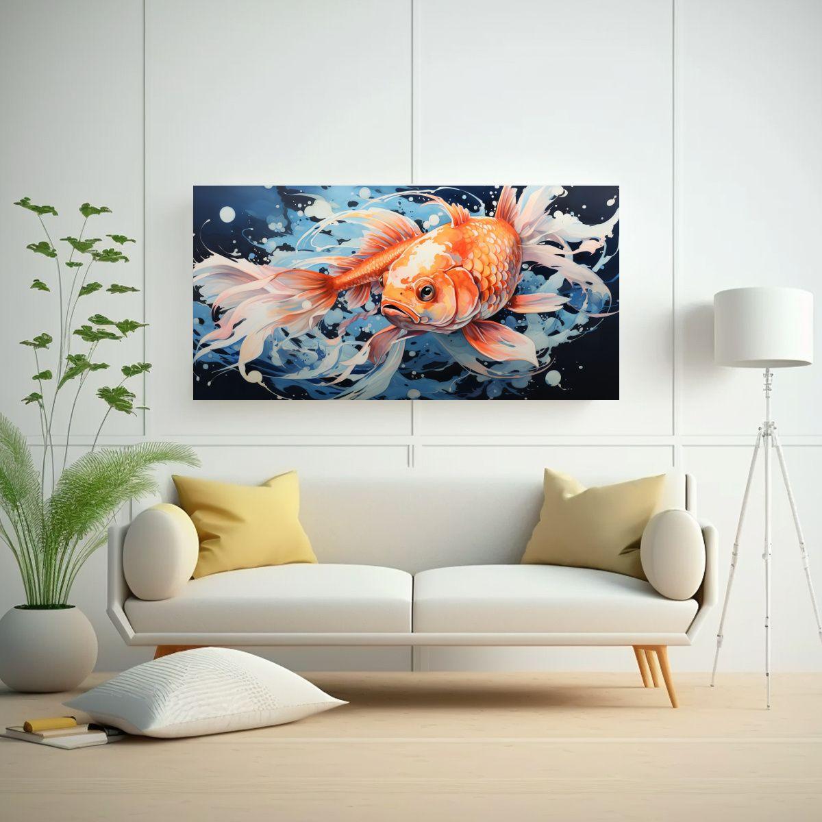 Pintura De Pared Koi Fish En Colores Lechoso Y Pav 160x80cm-2