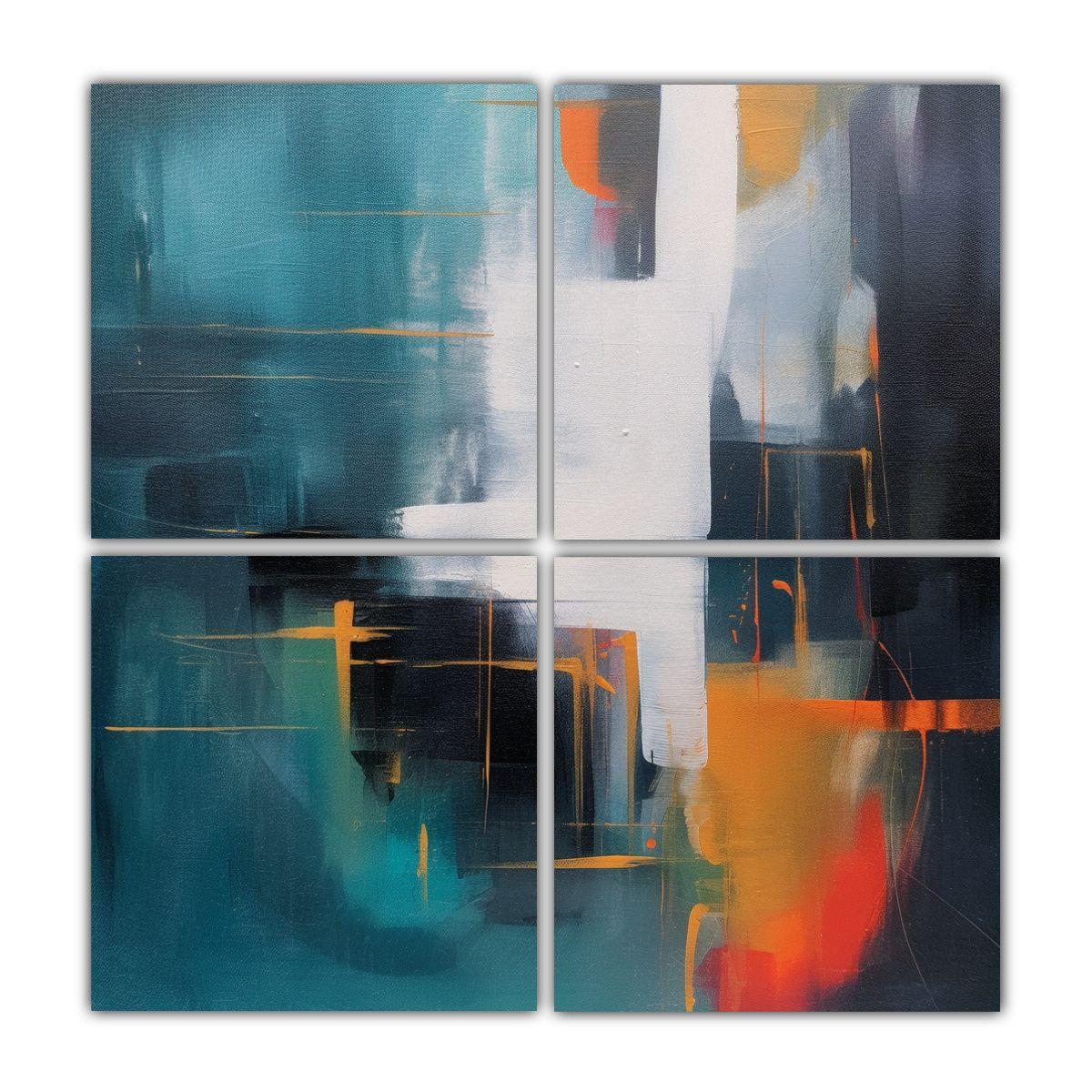 Pinturas Decorativas Abstractas Cuatro Lienzos 40x40 Cm-0