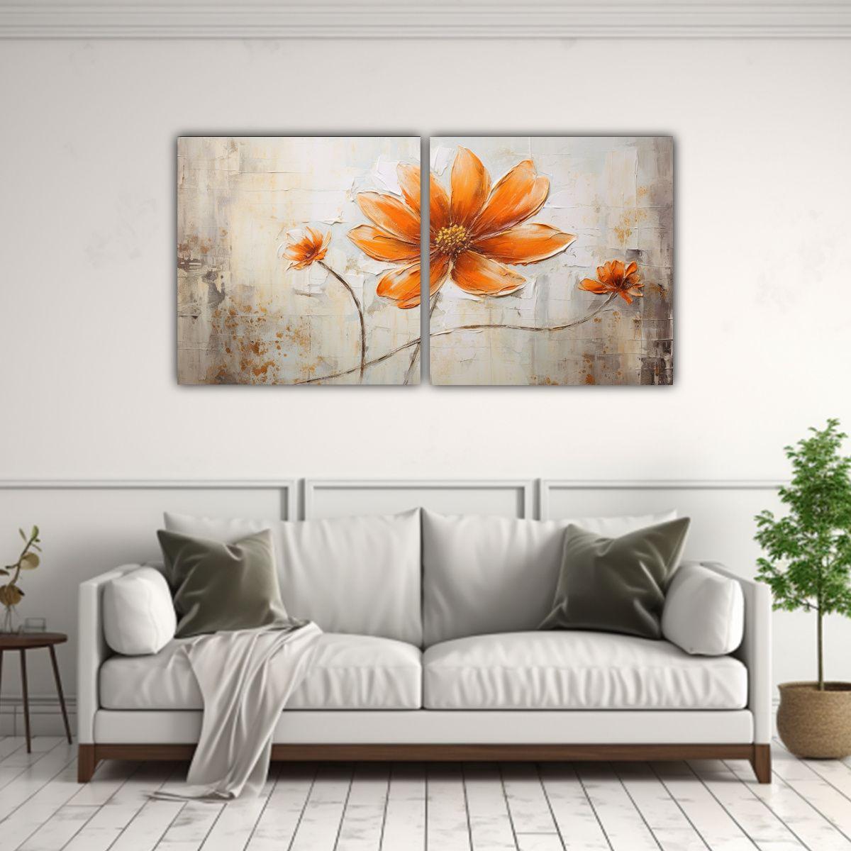 Cuadro Clásico De Flor De Naranja En Lienzo 140x70 Cm-2
