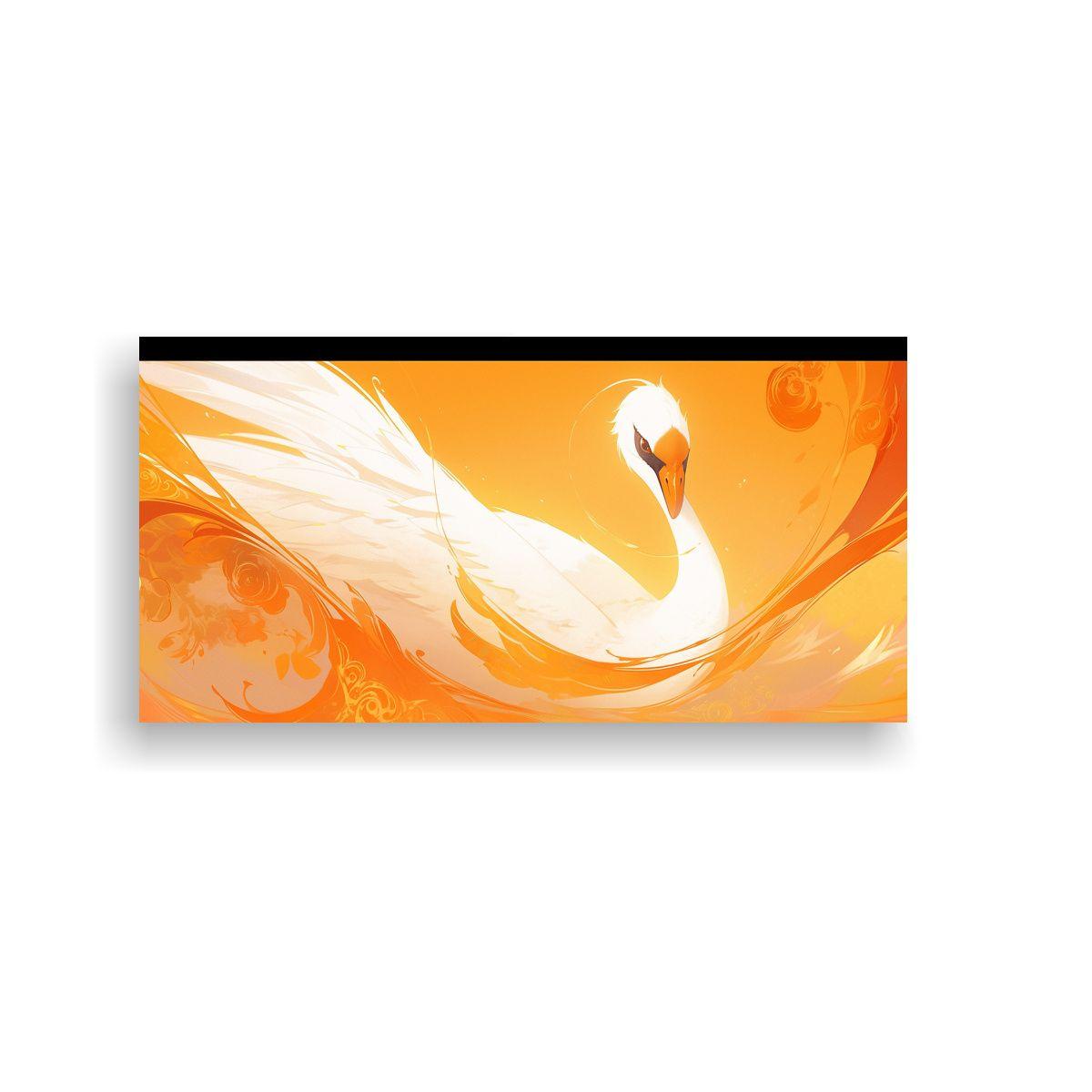 Cuadro De Un Cisne En Colores Naranja Y Oro 60x30cm-0