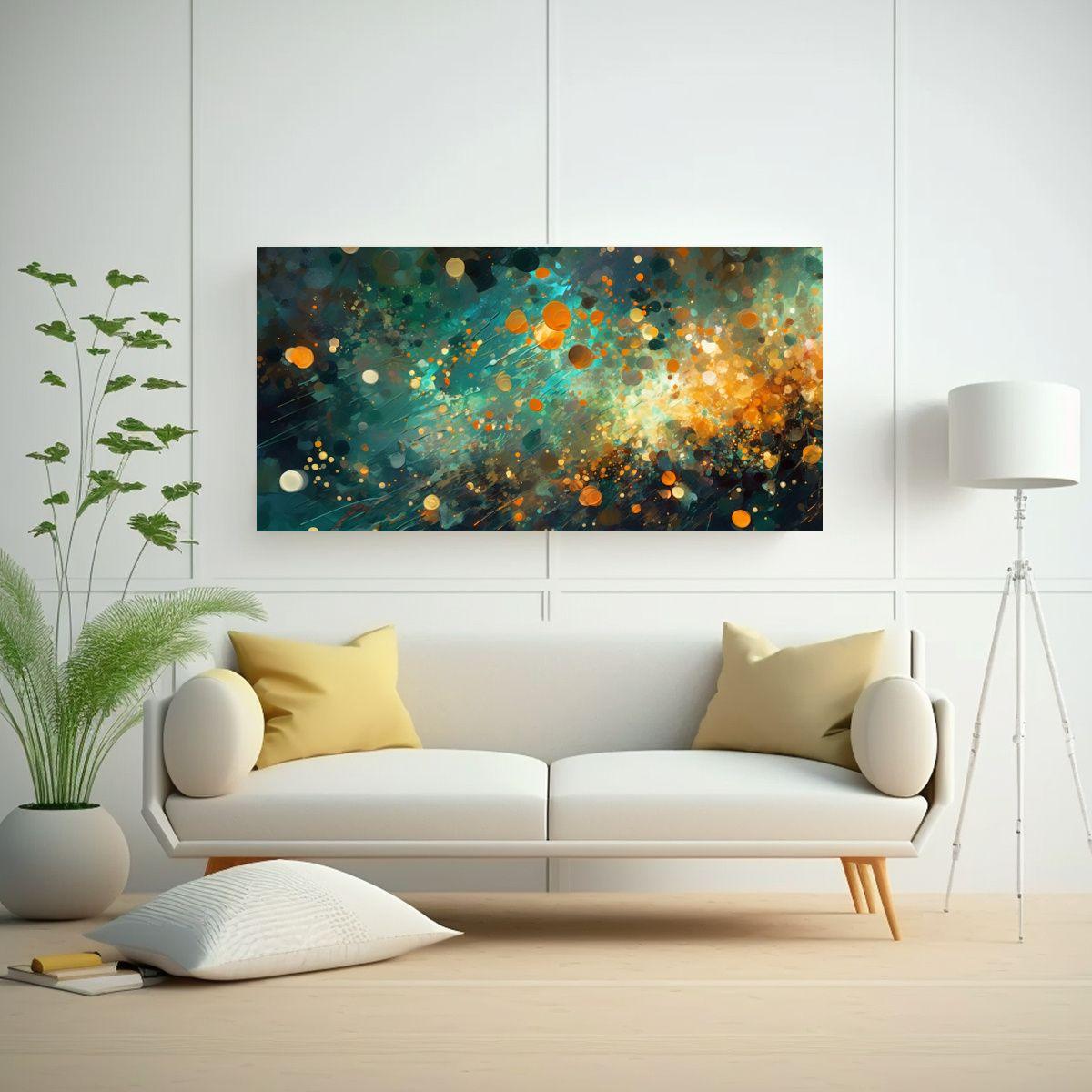 Pintura Decorativa De Lienzo Abstracto: Estrellas 140x70cm-2