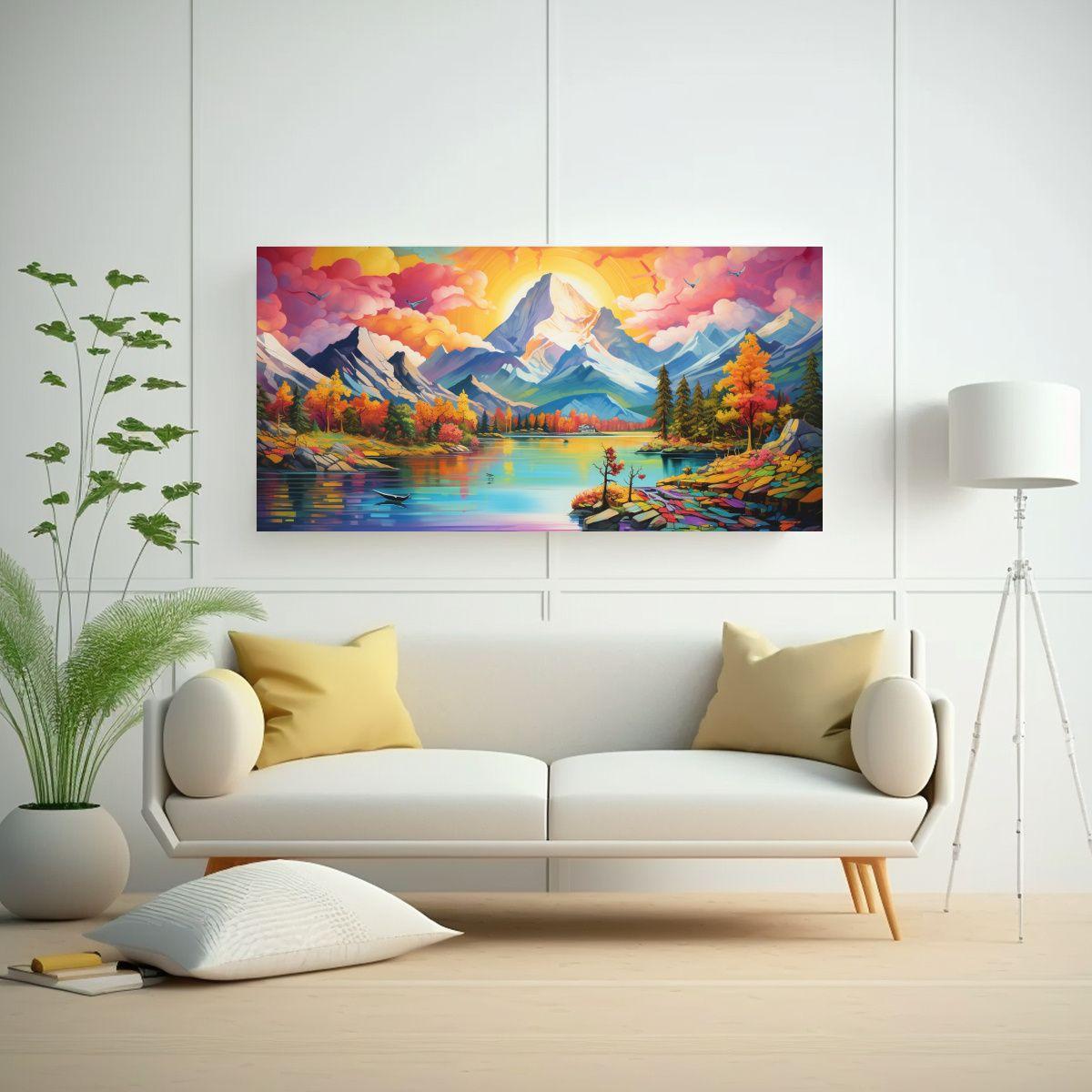 Pintura De Decoración De Arte Fino Tema De Monta 100x50cm-2
