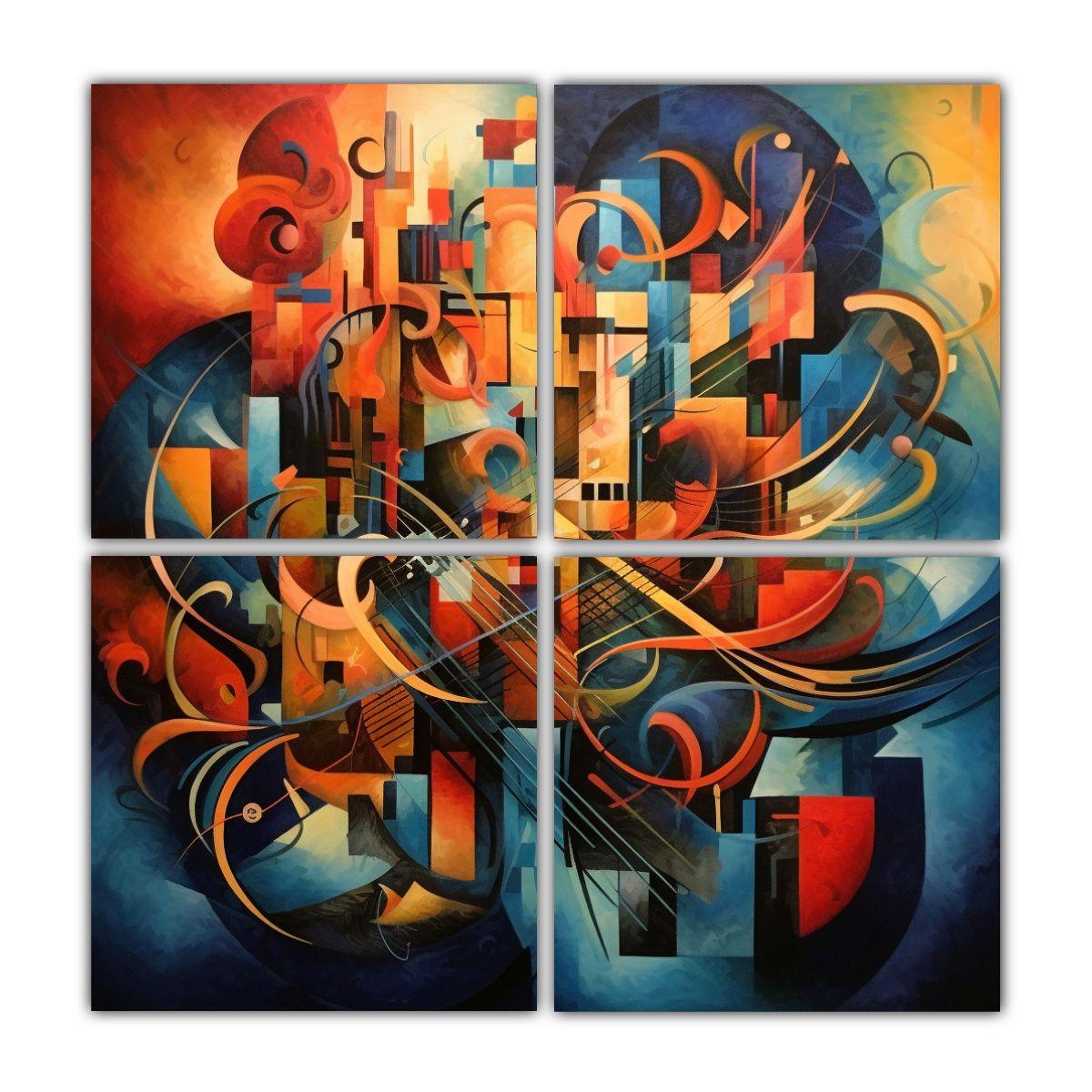 Cuatro Artes Modernos, Arte Gráfico De 100x100 Cm-0