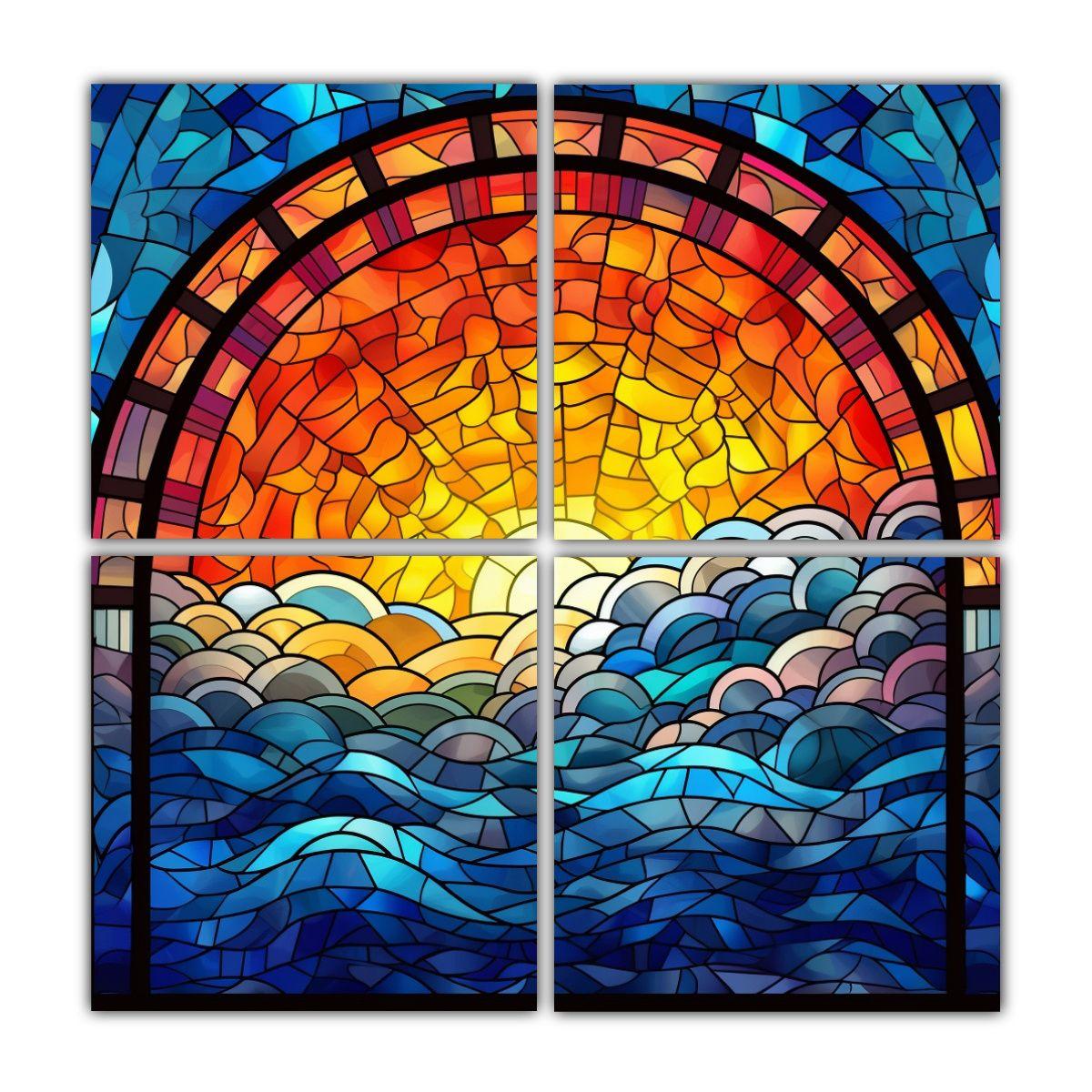 Pinturas Decorativas Estilo Vitral Sky Arcoíris 80x80 Cm-0