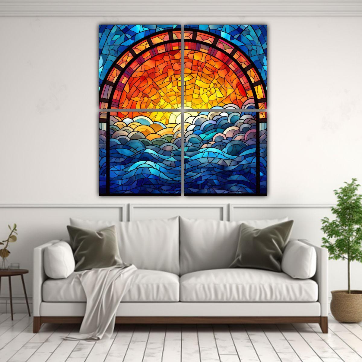 Pinturas Decorativas Estilo Vitral Sky Arcoíris 80x80 Cm-2