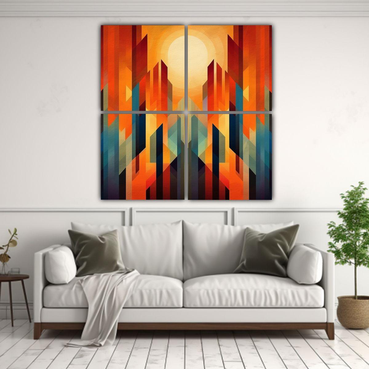 4 Telas En Bastidor Hermoso Temática Abstracta 160x160 Cm-2