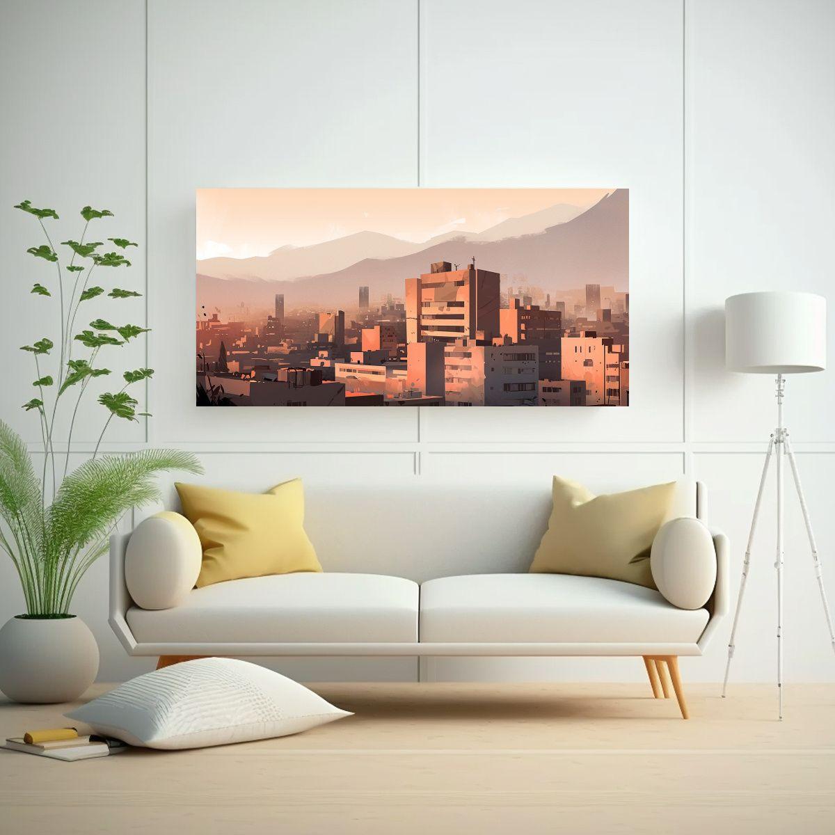 Pintura Cuadro Tonos Visual Santiago Chile En Colo 120x60cm-2