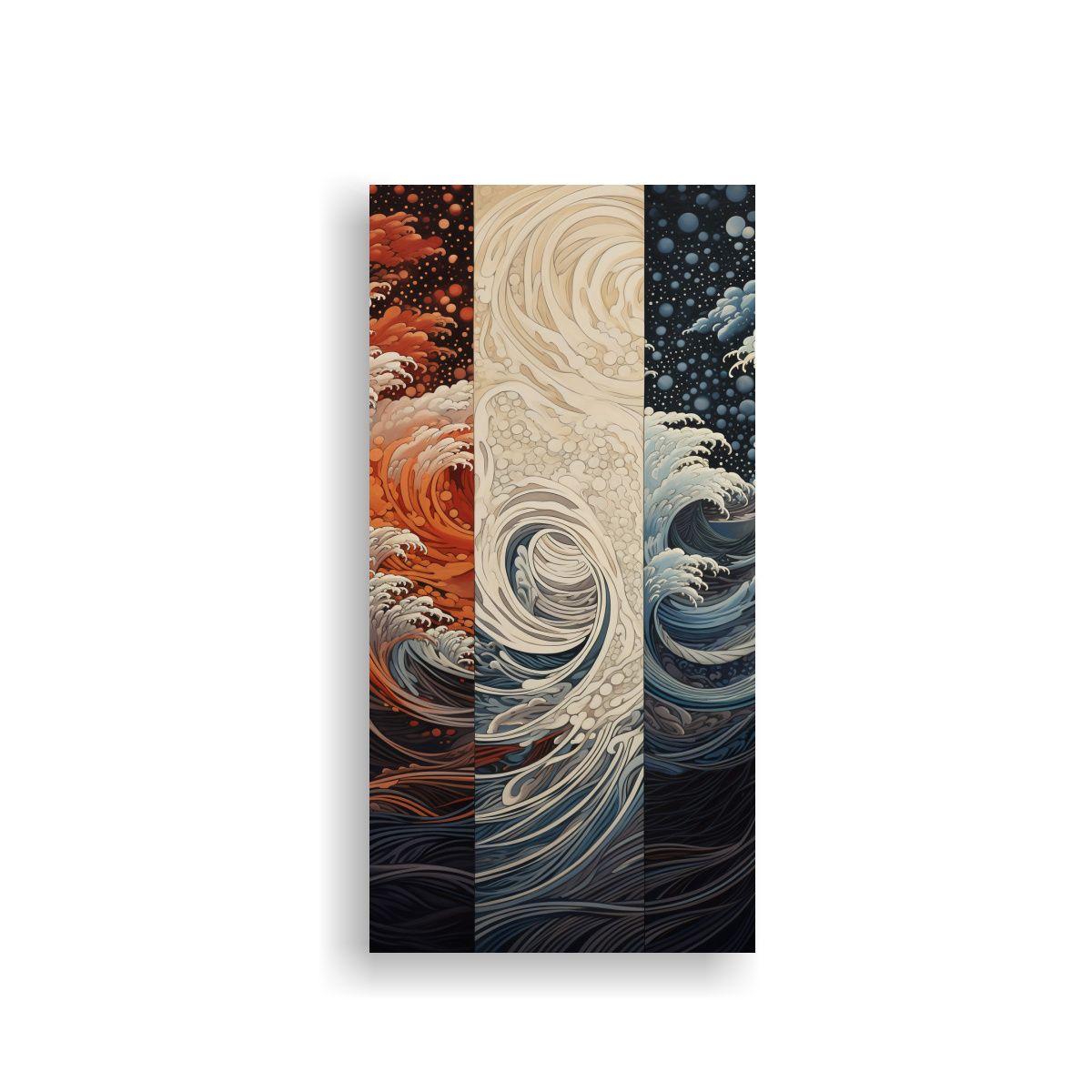 Tela Abstracta En Bastidor: Patrones Giratorios 60x120cm-0
