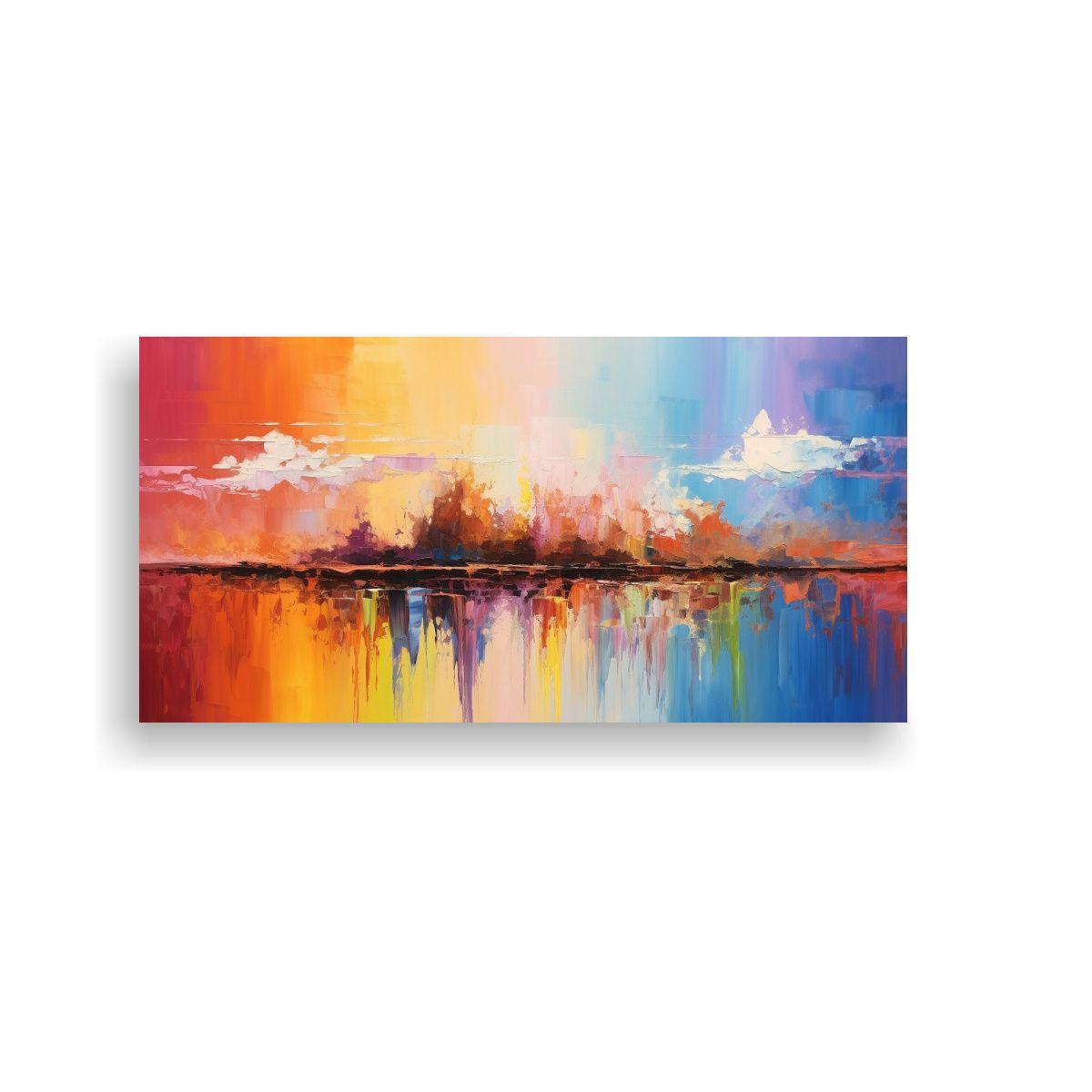 Paisaje Arcoíris Contemporáneo En Bastidor 100x50cm-0