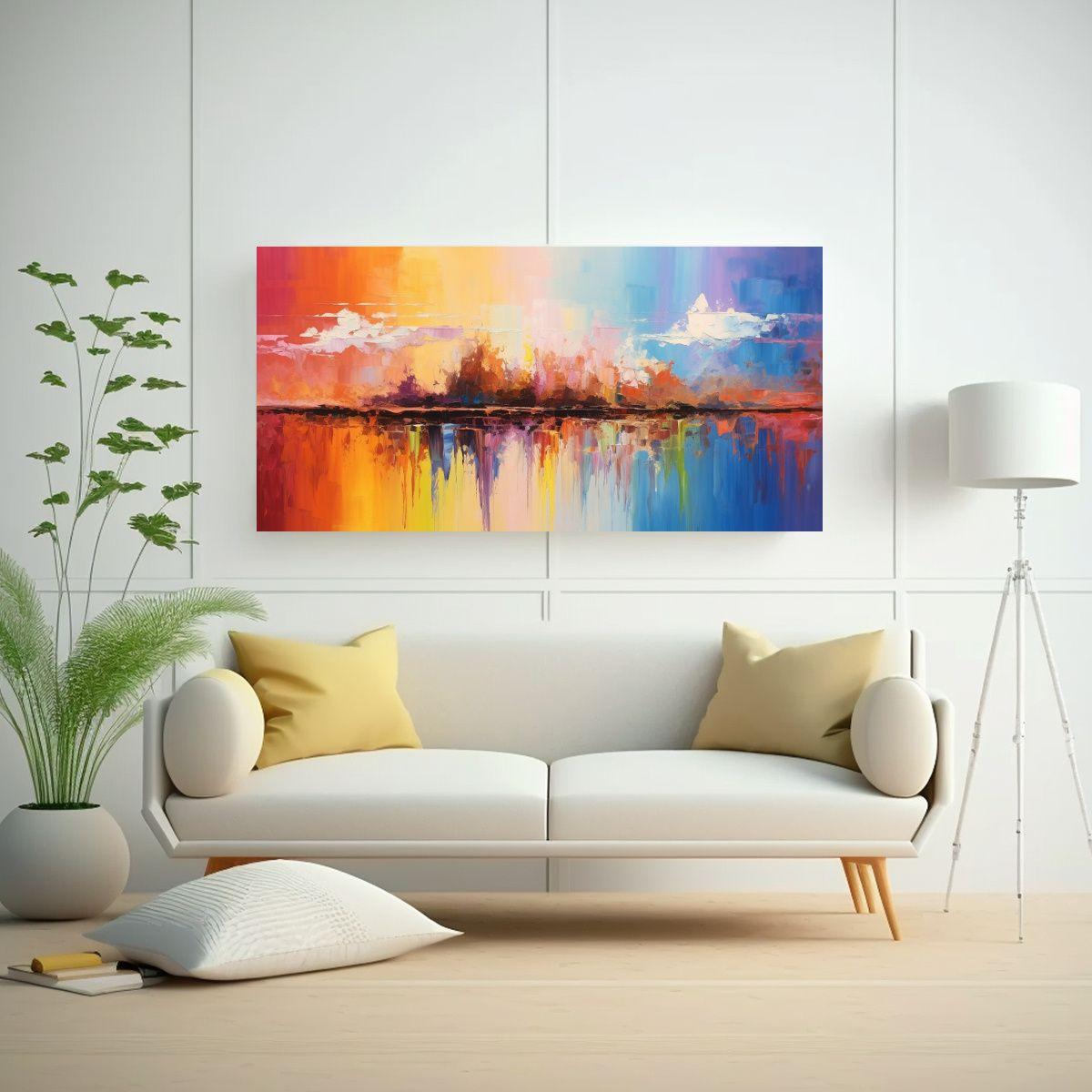 Paisaje Arcoíris Contemporáneo En Bastidor 100x50cm-2