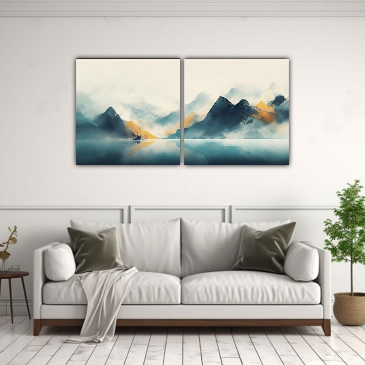 Pintura Decorativa Dos Cuadros Vanguardia 100x50 Cm-2