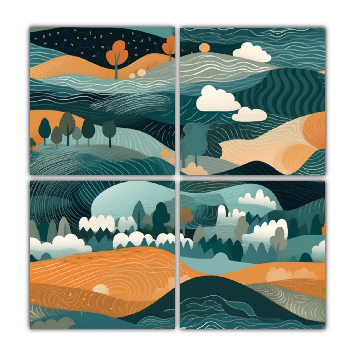 Lienzos De Tela Colores Vibrantes Paisajes 200x200 Cm-0