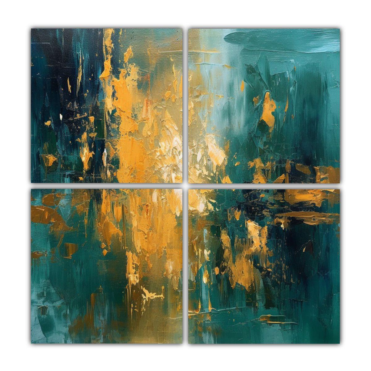 Pintura Abstracta Llamativa En Tonos Azul Y 200x200 Cm-0
