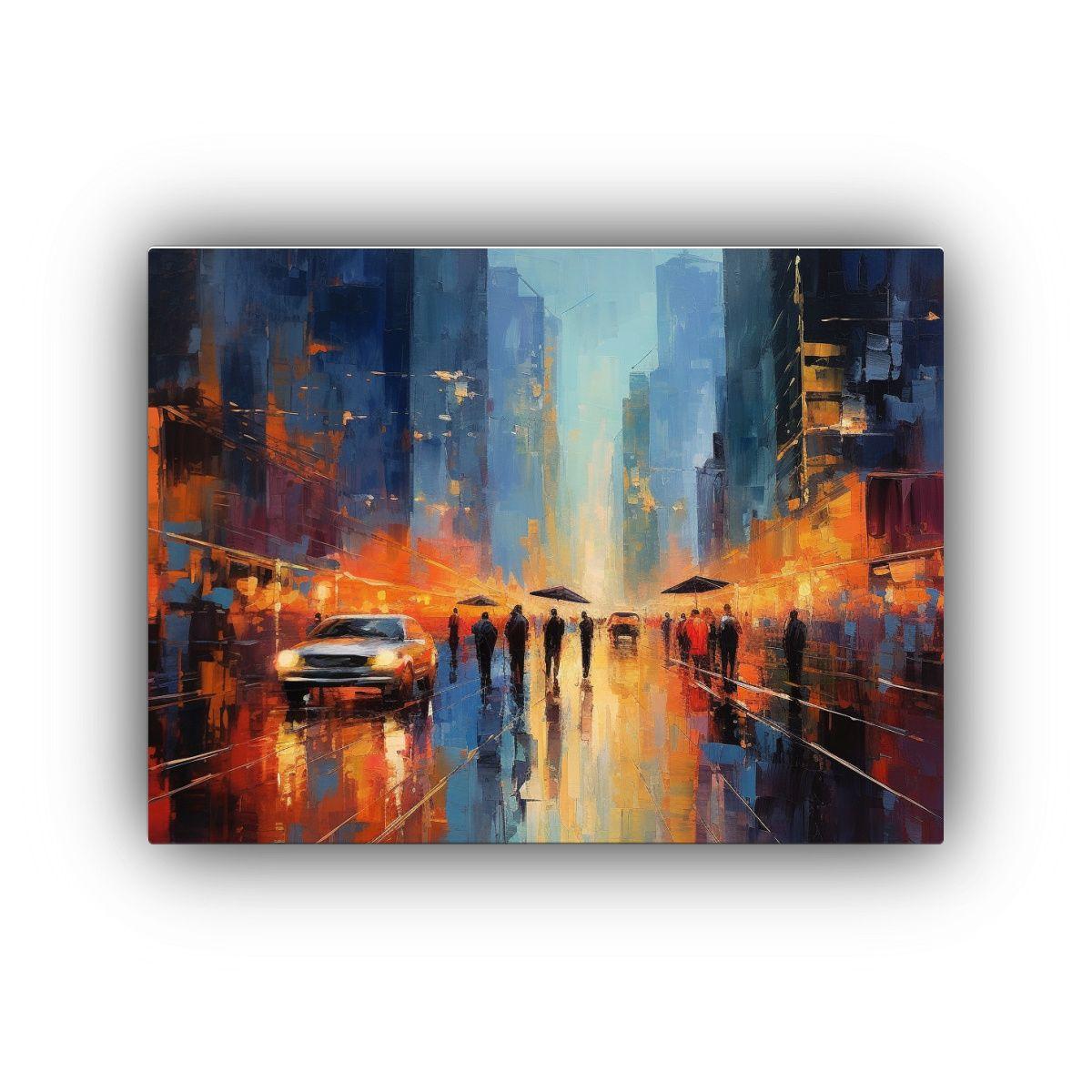 Cuadro Tela Movimiento Armonía Cromática: Arte Cautivador  40x30cm-0