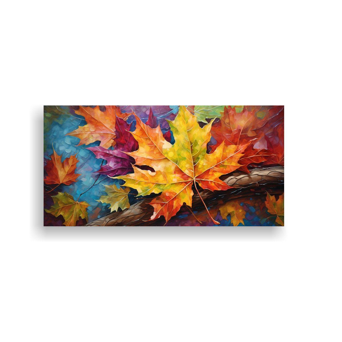 Pintura Abstracta Detallada De Hojas De Arce En Es 80x40cm-0