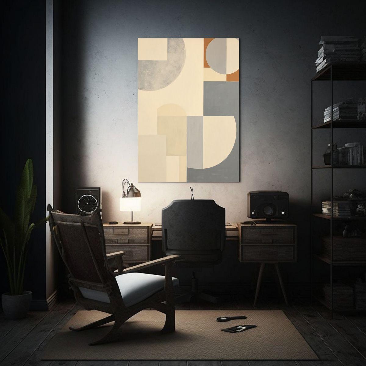 Obra Abstracta En Bastidor Con Formas 60x90cm-2