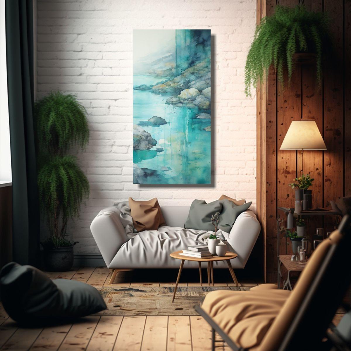 Pintura Arte Diseño Efecto Visual En Turquesa, 80x160cm-2