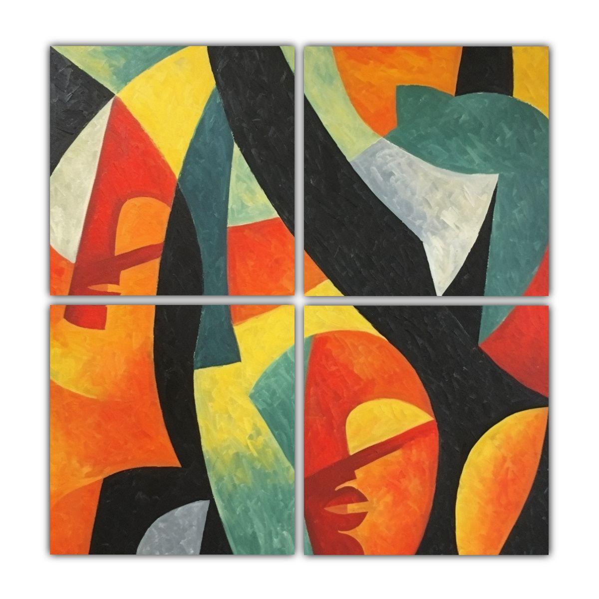 Cuadro Abstracto Pared Colores Vibrantes Arte 40x40 Cm-0