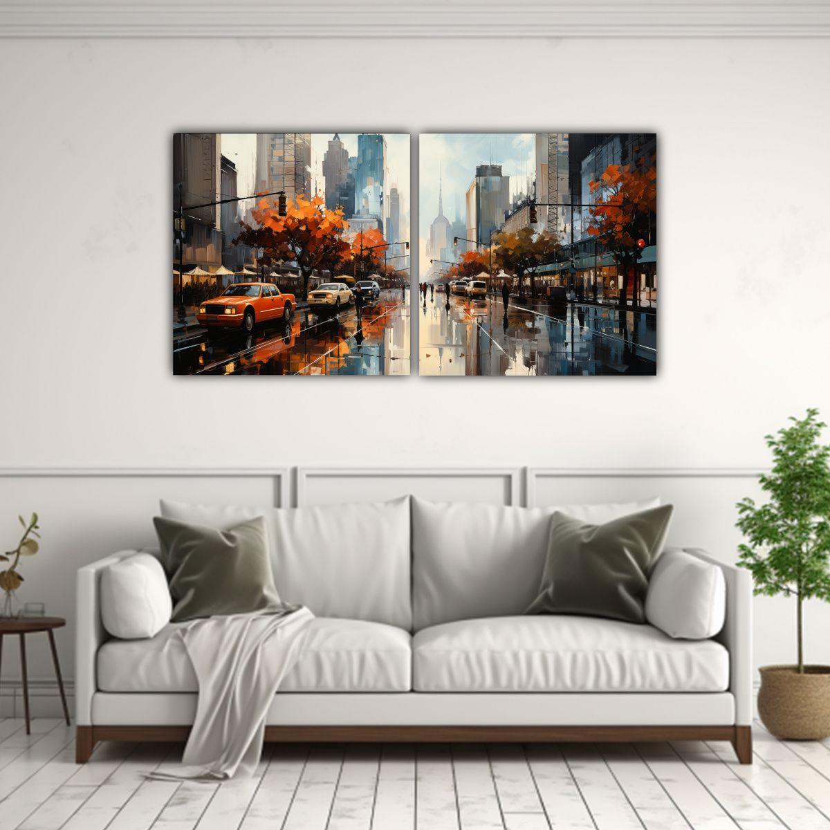 Cuadros Abstractos Estilo Dos Artes Para Decorar 120x60 Cm-2