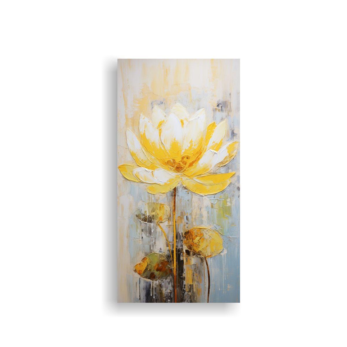 Pintura En Lienzo Estilo Lotus Amarillo De 60x120cm-0