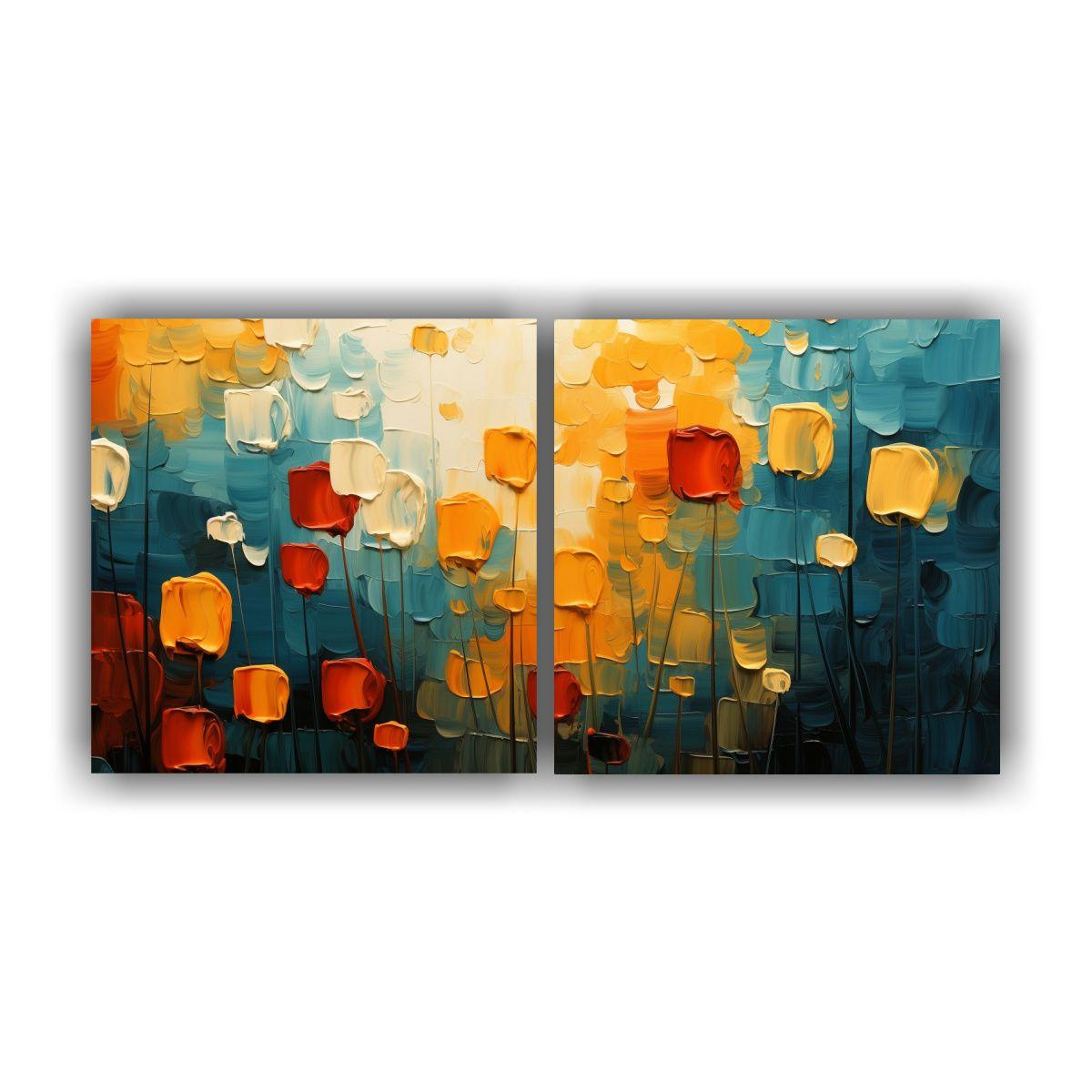 Cuadro Abstracto En Tonos Armonía Colores 100x50 Cm-0