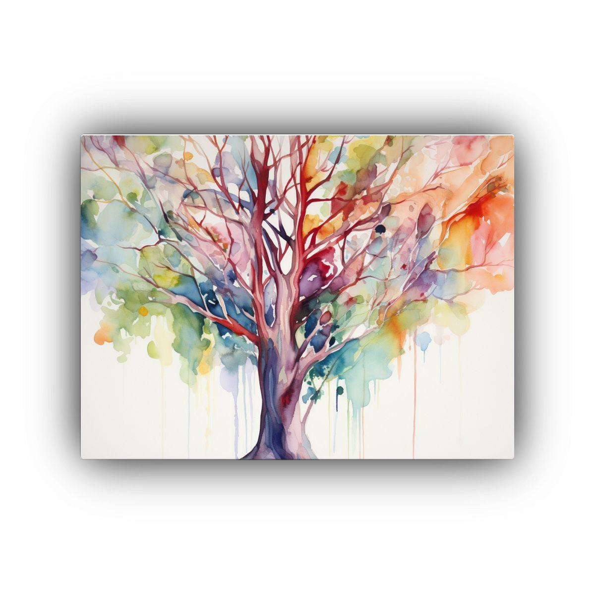 Pintura Abstracta De Colores Del Arcoíris En Un árbol De E 90x60cm-0