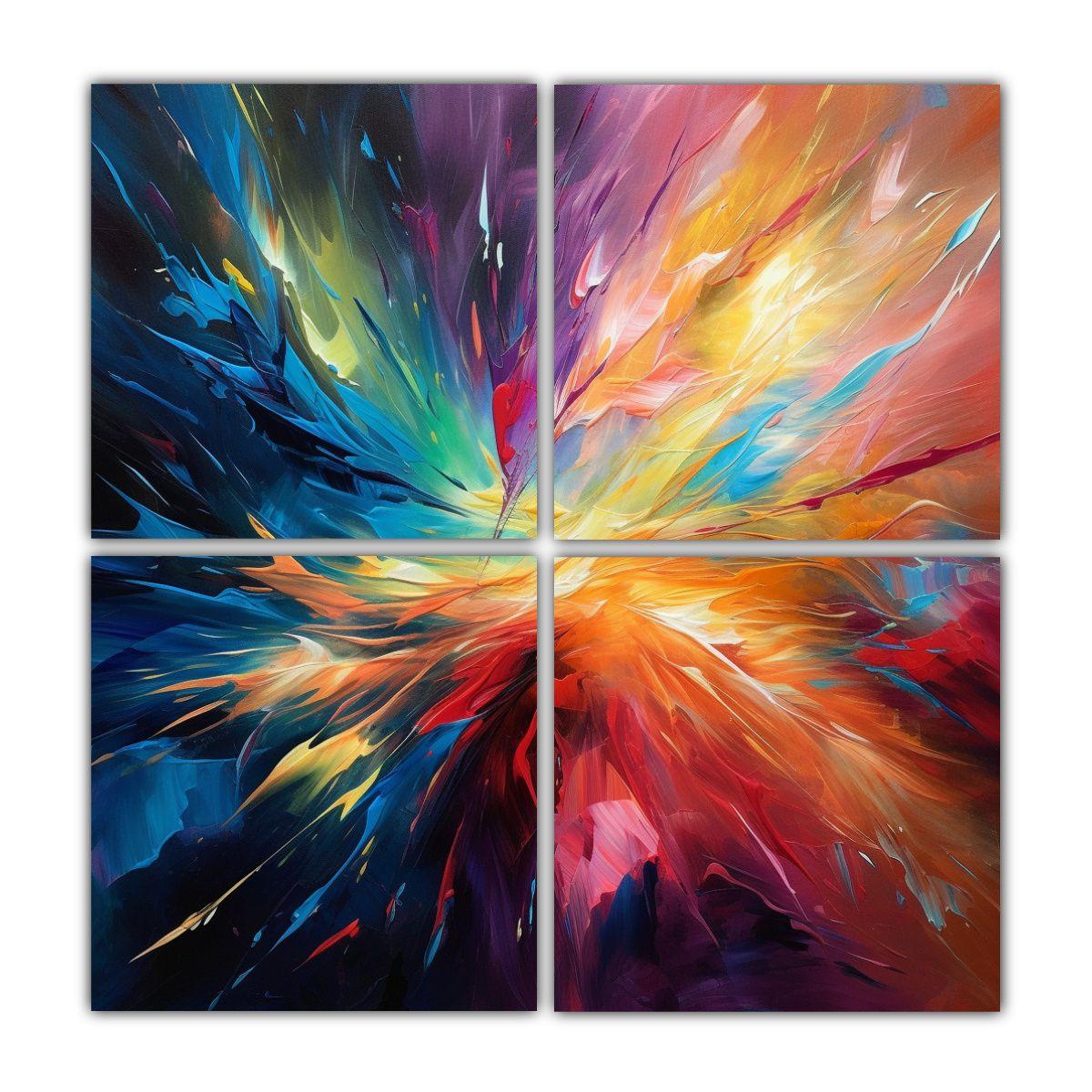 Cuadro Abstracto De Figuras Eléctricas En Tonos 120x120 Cm-0