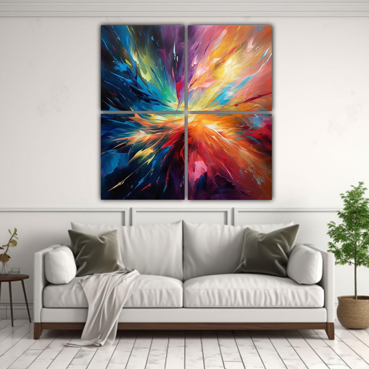 Cuadro Abstracto De Figuras Eléctricas En Tonos 120x120 Cm-2