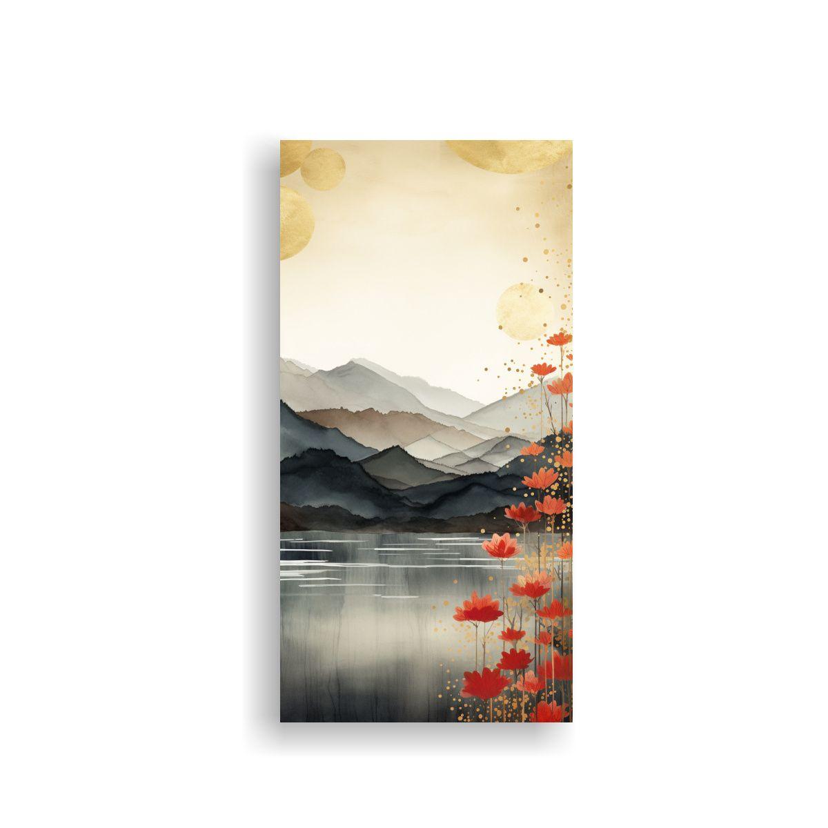 Cuadro De Montañas Reflejadas En Un Paisaje 60x120cm-0